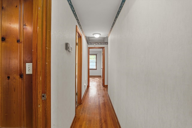 2211 Woodland Ave, Augusta, GA 30904 - hall featuring light wood-style flooring and attic access