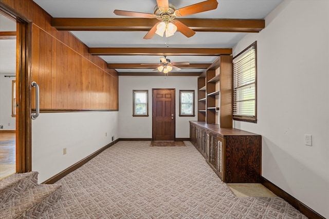 2211 Woodland Ave, Augusta, GA 30904 - carpeted entryway with beam ceiling and ceiling fan