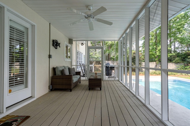 3665 Bay Point Ct, Martinez, GA 30907 - sunroom featuring a ceiling fan