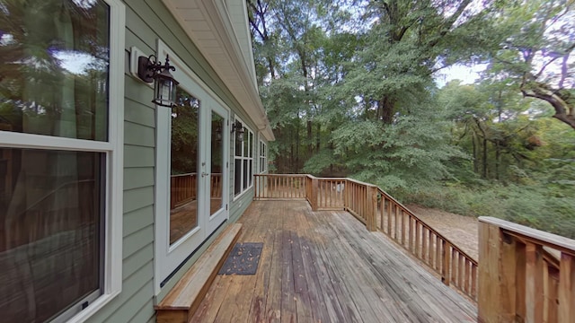 wooden terrace with french doors