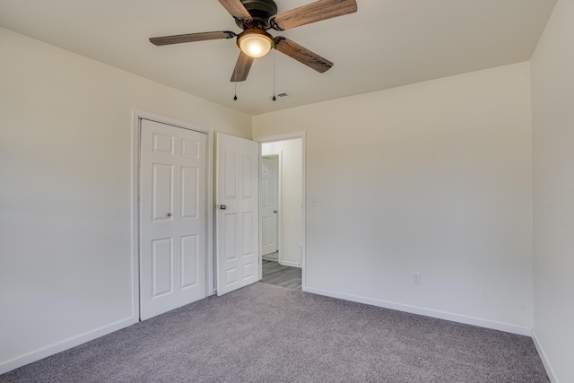 2140 Chadwick Rd, Augusta, GA 30906 - unfurnished bedroom with carpet floors, visible vents, a ceiling fan, and baseboards