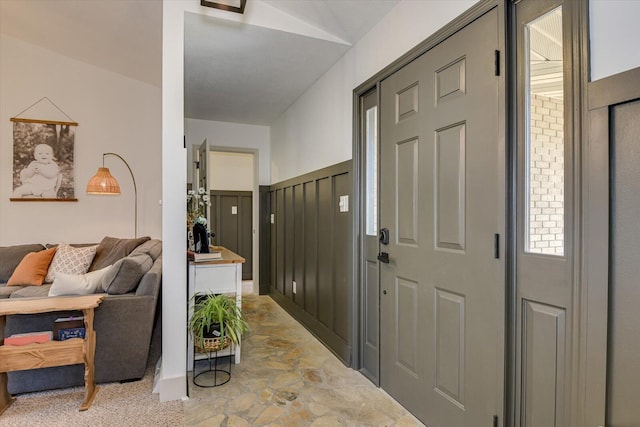 foyer entrance with stone finish floor