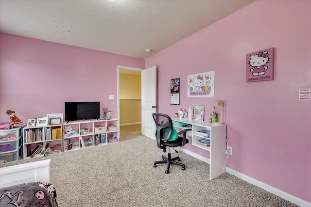 view of carpeted home office