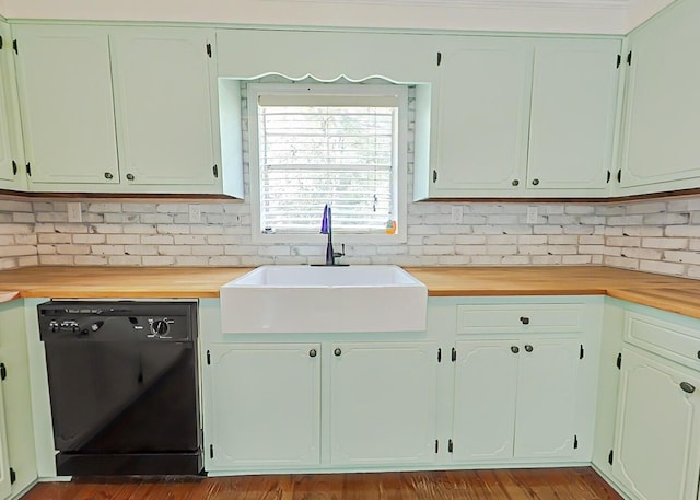 5850 Jaime Dr, Grovetown, GA 30813 - kitchen featuring dishwasher, butcher block counters, and decorative backsplash