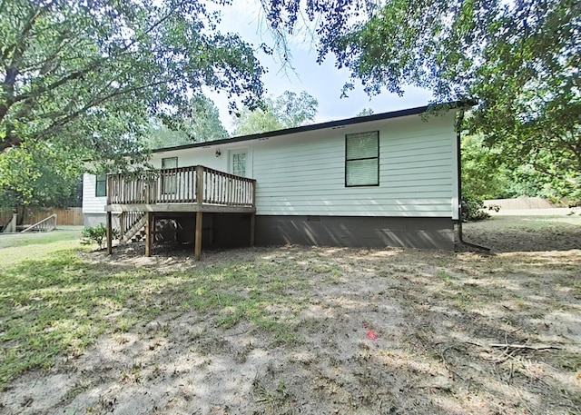 5850 Jaime Dr, Grovetown, GA 30813 - rear view of property featuring a deck, stairway, and crawl space