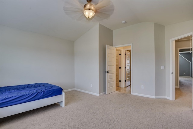 336 Shell Brooke Way, Lexington, SC 29073 - bedroom featuring vaulted ceiling, light colored carpet, baseboards, and ceiling fan
