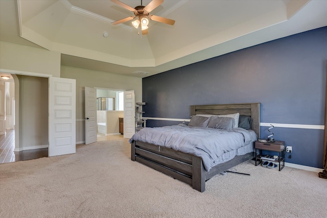 336 Shell Brooke Way, Lexington, SC 29073 - bedroom with a raised ceiling, carpet, baseboards, a ceiling fan, and arched walkways