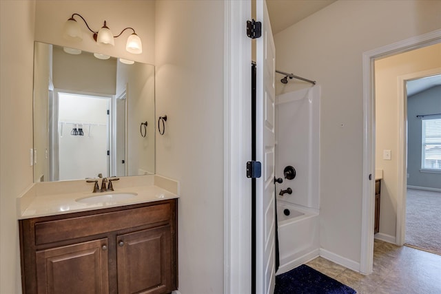 336 Shell Brooke Way, Lexington, SC 29073 - bathroom featuring vanity, washtub / shower combination, a closet, and baseboards