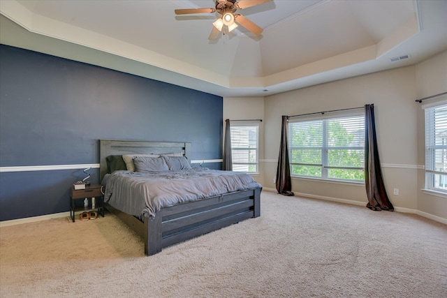 336 Shell Brooke Way, Lexington, SC 29073 - bedroom featuring carpet floors, baseboards, a raised ceiling, and ceiling fan