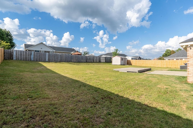 3235 Warwick Pl, Hephzibah, GA 30815 - fenced backyard featuring a storage shed and a patio area