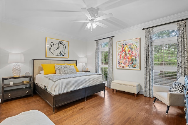 2801 Peachtree Pl, Augusta, GA 30909 - bedroom featuring ornamental molding, wood finished floors, ceiling fan, and baseboards