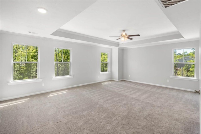 823 Elsie Dr, North Augusta, SC 29860 - unfurnished room featuring a tray ceiling, ornamental molding, plenty of natural light, a ceiling fan, and recessed lighting