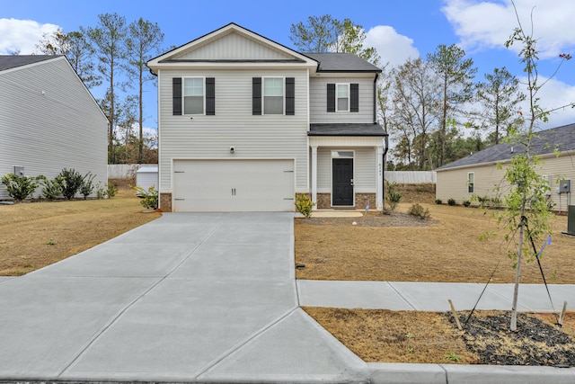 view of front of house with a garage