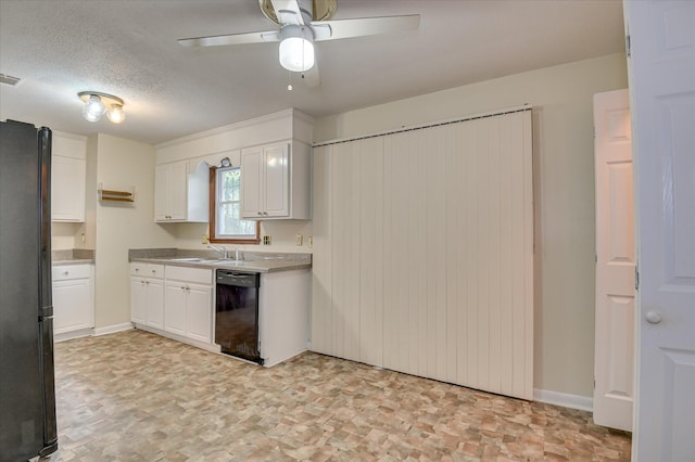 3115 Arcadia Dr, Augusta, GA 30906 - kitchen with black appliances, white cabinets, ceiling fan, and light countertops