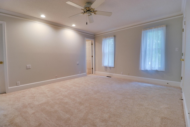 902 Patriots Pt, Mccormick, SC 29835 - unfurnished room featuring ornamental molding, carpet floors, baseboards, ceiling fan, and recessed lighting