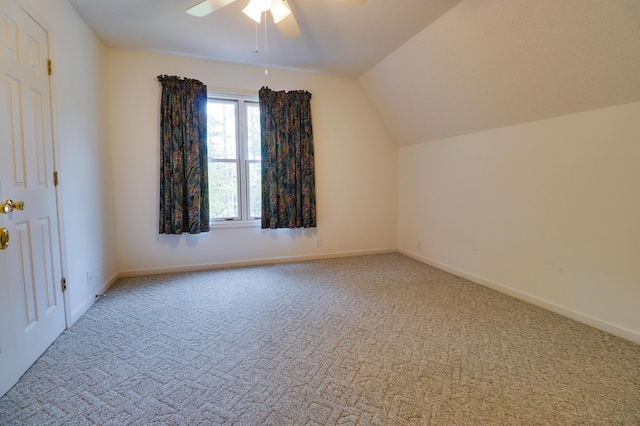 902 Patriots Pt, Mccormick, SC 29835 - additional living space with a ceiling fan, carpet flooring, lofted ceiling, and baseboards