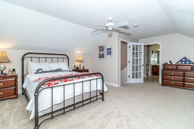 1215 Brookstone Way, Augusta, GA 30909 - carpeted bedroom featuring vaulted ceiling, french doors, and ceiling fan