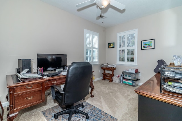 1215 Brookstone Way, Augusta, GA 30909 - carpeted office space featuring ceiling fan and baseboards