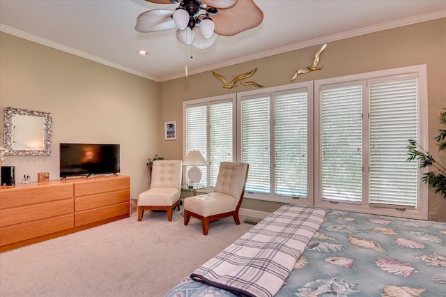 3725 Wexford Dr, Martinez, GA 30907 - bedroom featuring crown molding, carpet floors, recessed lighting, and a ceiling fan