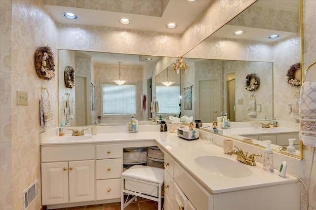 3725 Wexford Dr, Martinez, GA 30907 - full bathroom with double vanity, a stall shower, and recessed lighting