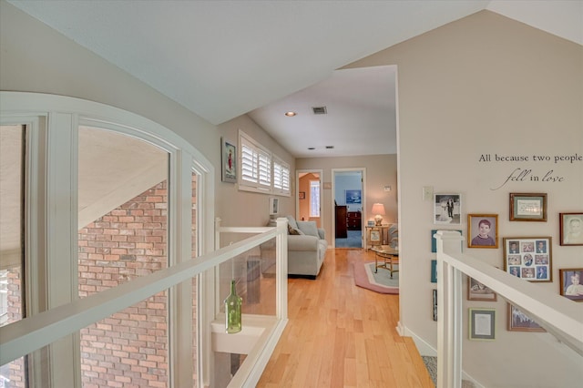 3725 Wexford Dr, Martinez, GA 30907 - hall with vaulted ceiling, light wood-type flooring, an upstairs landing, and recessed lighting