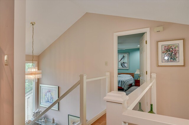 3725 Wexford Dr, Martinez, GA 30907 - stairs with lofted ceiling and a chandelier