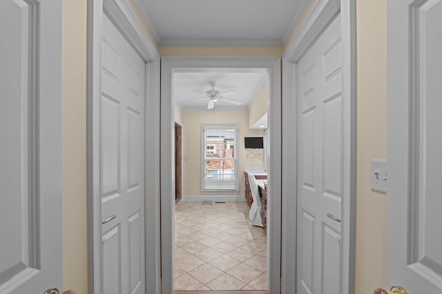 1201 Reid Rd, Augusta, GA 30909 - hallway featuring baseboards, light tile patterned floors, and crown molding