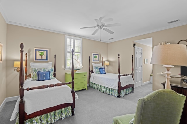 1201 Reid Rd, Augusta, GA 30909 - bedroom with visible vents, baseboards, a ceiling fan, and carpet floors