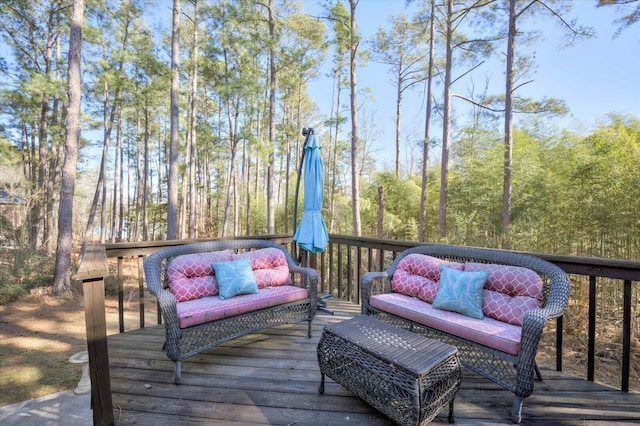 305 Kingfisher Pt, Mccormick, SC 29835 - wooden terrace with an outdoor hangout area