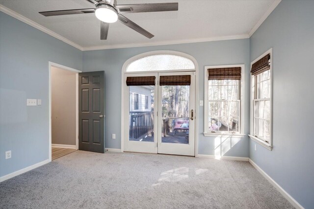 305 Kingfisher Pt, Mccormick, SC 29835 - carpeted empty room with ornamental molding and ceiling fan