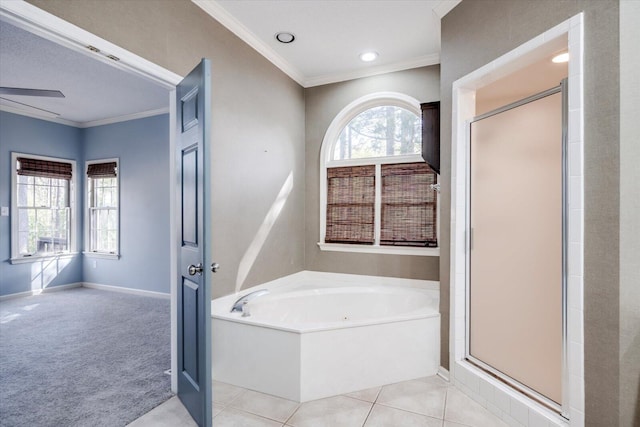 305 Kingfisher Pt, Mccormick, SC 29835 - bathroom featuring crown molding, plenty of natural light, and separate shower and tub