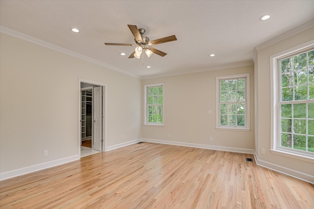1 Bohler Ave, Evans, GA 30809 - unfurnished room with healthy amount of natural light, light wood-type flooring, ceiling fan, ornamental molding, and recessed lighting