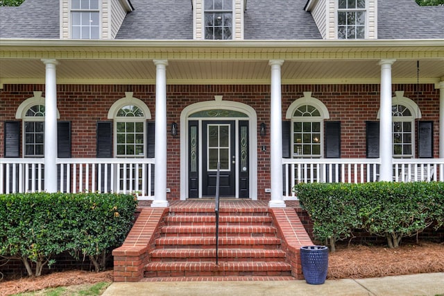 1 Bohler Ave, Evans, GA 30809 - entrance to property with covered porch, brick siding, and roof with shingles