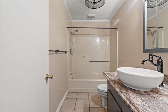 249 Usher Rd, Waynesboro, GA 30830 - bathroom with ornamental molding, shower / tub combination, vanity, and tile patterned flooring