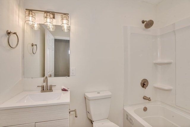 full bathroom featuring vanity, shower / bathtub combination, and toilet