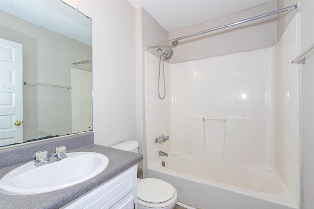 full bathroom with vanity, shower / bath combination, and toilet