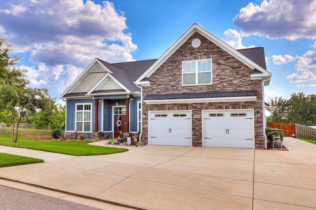 craftsman inspired home featuring a garage