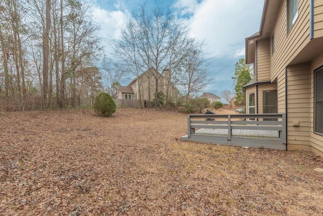 view of yard featuring a deck