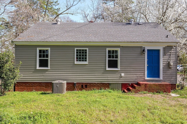 102 Oak St, Washington, GA 30673 - back of house with crawl space, a lawn, cooling unit, and roof with shingles