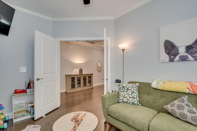 2020 Sinclair Dr, Grovetown, GA 30813 - living area with ornamental molding, wood finished floors, and baseboards