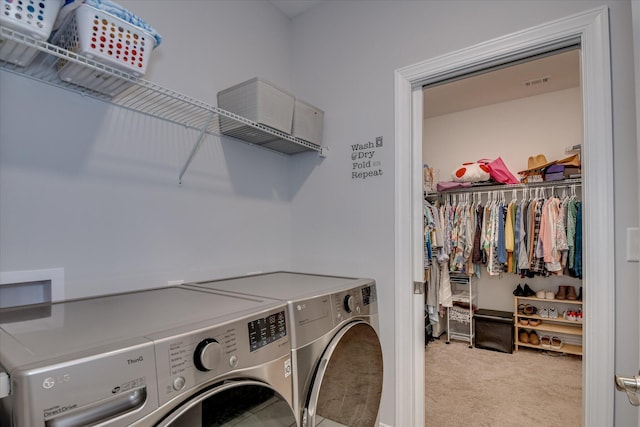 2020 Sinclair Dr, Grovetown, GA 30813 - laundry room featuring washer and clothes dryer and carpet
