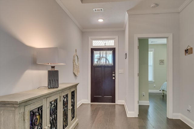 2020 Sinclair Dr, Grovetown, GA 30813 - entryway with wood finished floors, baseboards, and ornamental molding