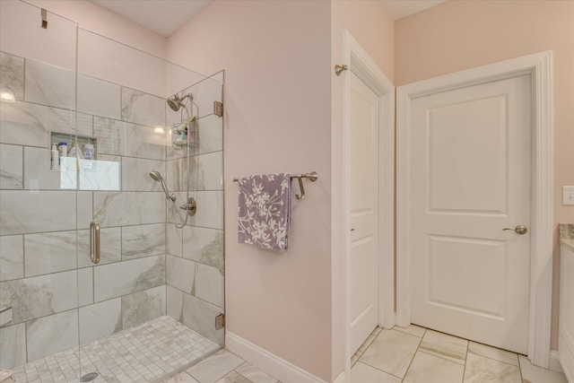 2020 Sinclair Dr, Grovetown, GA 30813 - full bath featuring a shower stall, baseboards, and marble finish flooring