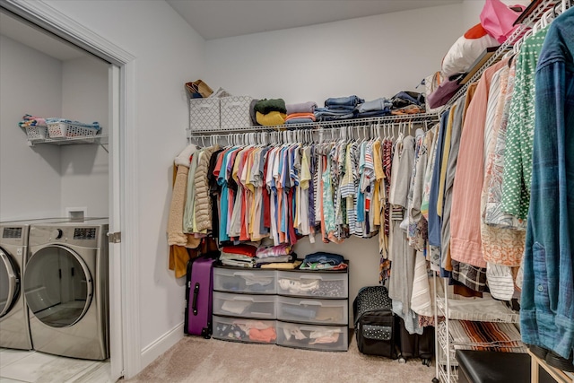 2020 Sinclair Dr, Grovetown, GA 30813 - walk in closet featuring independent washer and dryer and carpet floors