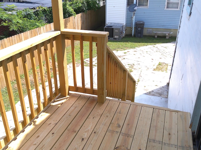 wooden terrace featuring central AC