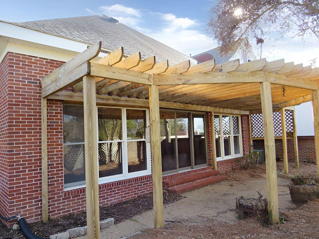 view of patio / terrace featuring a pergola