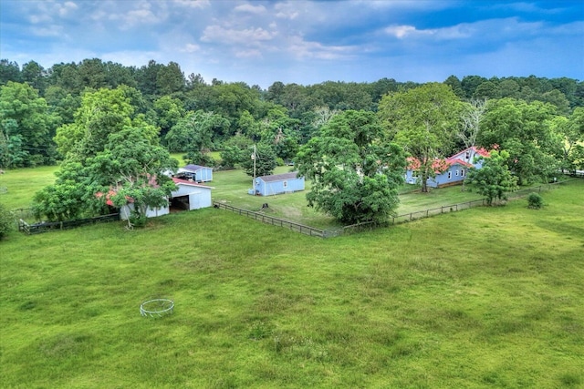 889 Woodhaven St, North, SC 29112 - view of yard featuring an outdoor structure, a view of trees, and a rural view