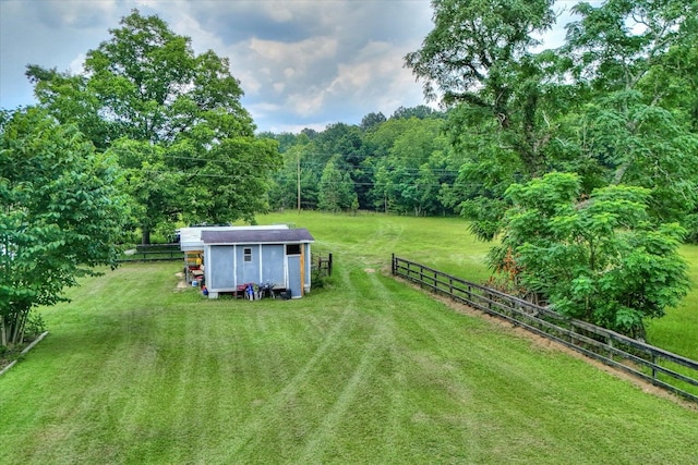 889 Woodhaven St, North, SC 29112 - view of yard featuring a view of trees, a view of rural / pastoral area, and a shed