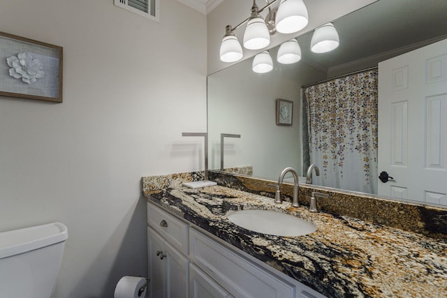3507 Lost Tree Ln, Martinez, GA 30907 - bathroom with toilet, ornamental molding, and vanity