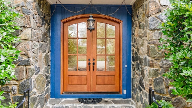 3507 Lost Tree Ln, Martinez, GA 30907 - view of exterior entry featuring stone siding and french doors